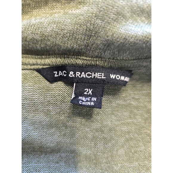Zac & Rachel Woman Olive Green Cowl Neck Long Sleeve Stretch Top  2X - Picture 5 of 6